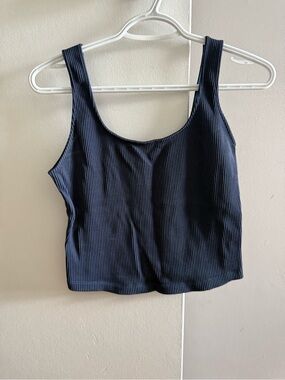 Dynamite Ribbed Scoop Tank Top - Navy Blue